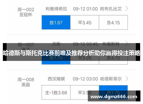 哈德斯与斯托克比赛前瞻及推荐分析助你赢得投注策略
